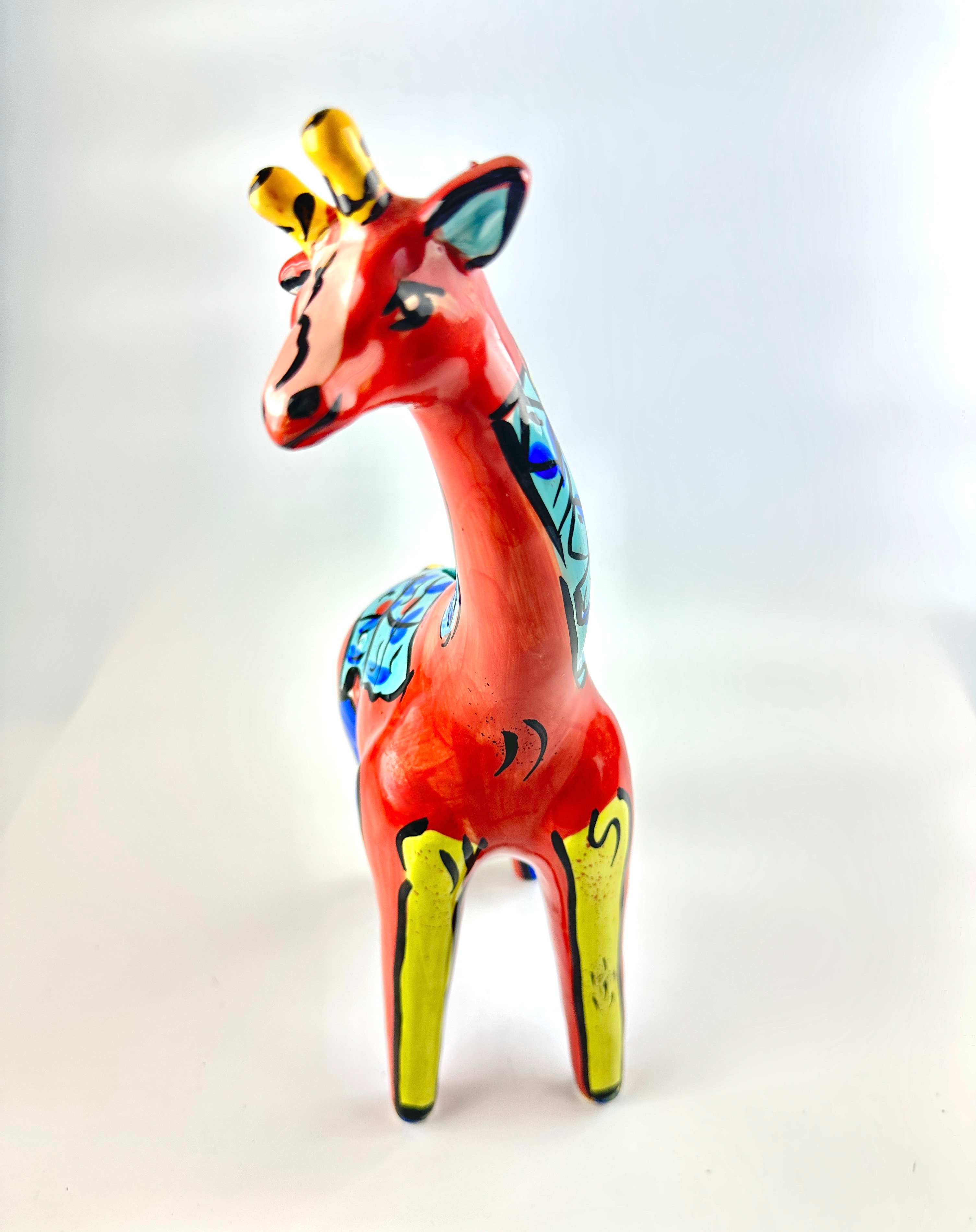 Original Ceramic Ganz Giraffe Coin Bank Hand Painted Signed Kathryn
