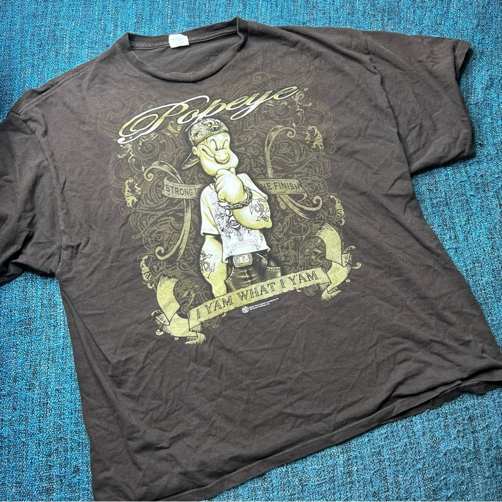 Delta Pro Weight 2010 King Features Popeye Graphic T-Shirt in Brown Y2k 2XL Mens