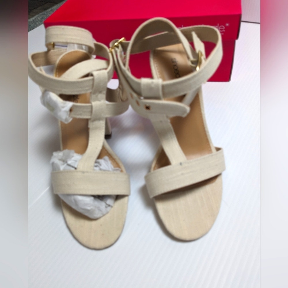 Shoe Dazzle NWB Maeles Linen Dress Sandals size 7 eBay