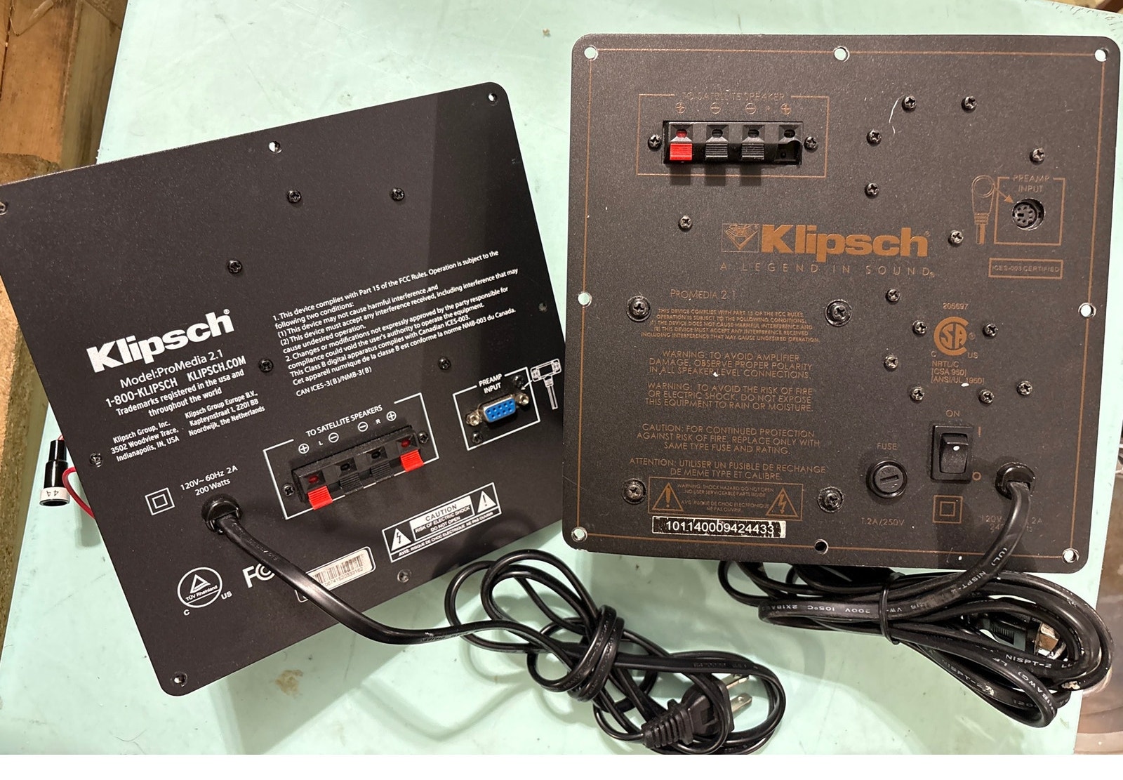2x Klipsch ProMedia 2.1 Subwoofer Amplifier Plate Amp Parts Repair AS-IS