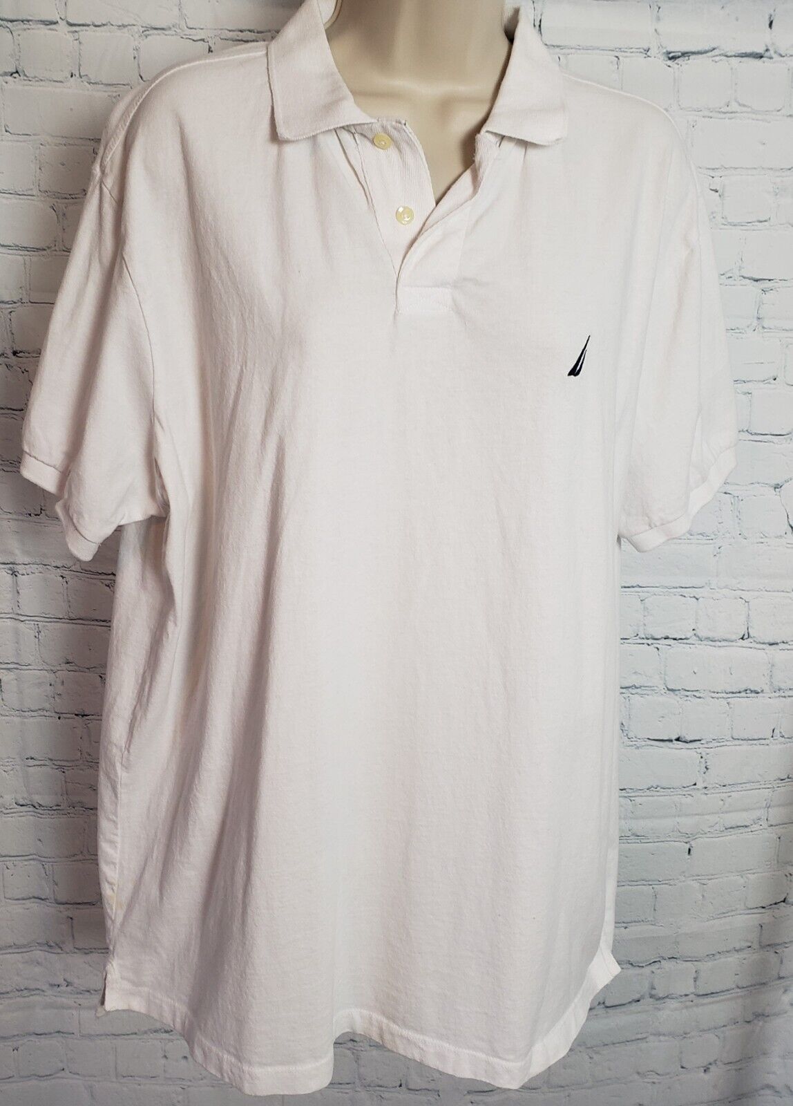 Nautica Polo Shirt Mens Large White Casual Short Sleeve Golf Athletic