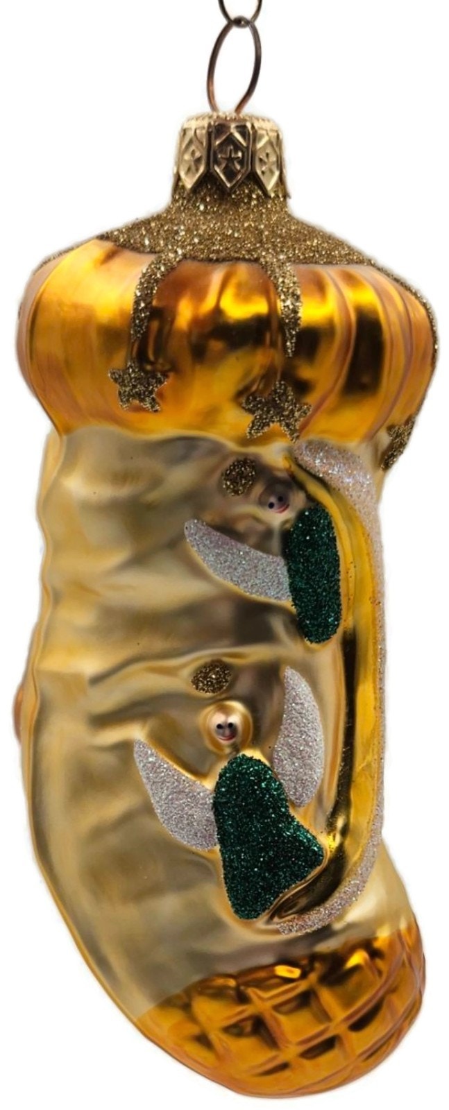 Patricia Breen Angel Stocking Gold Glitter Stars Christmas Tree Ornament