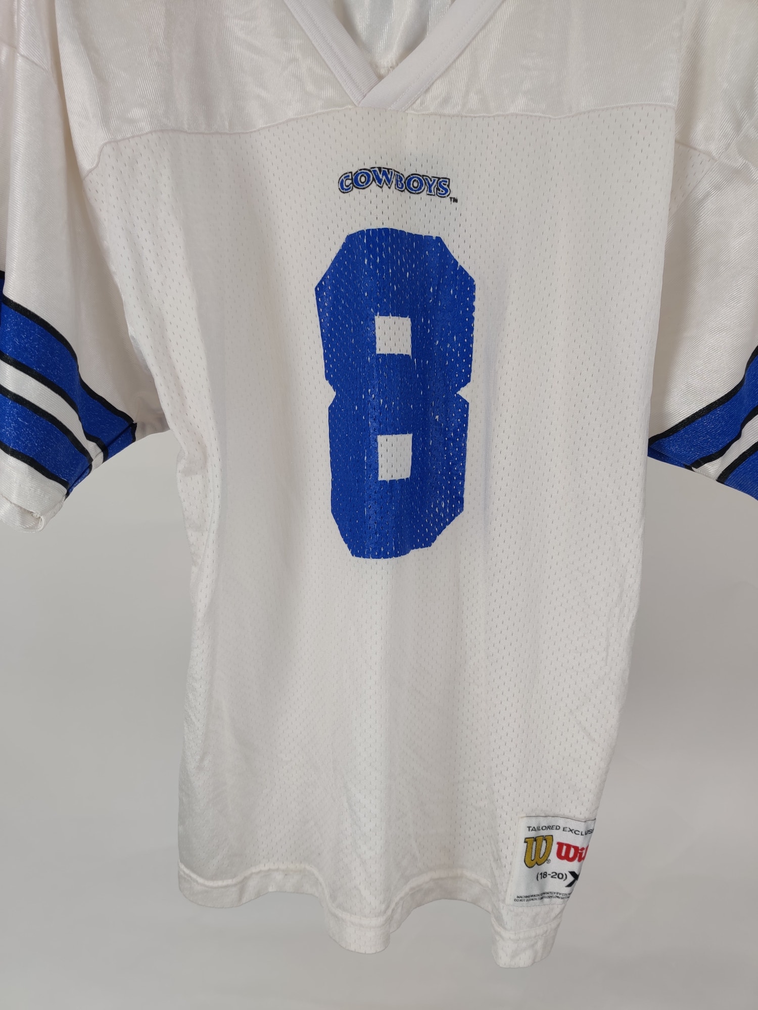 (V) Aikman #8 Vintage Wilson Youth Cowboys NFL Jersey Sz XL USA made  - Picture 3 of 10