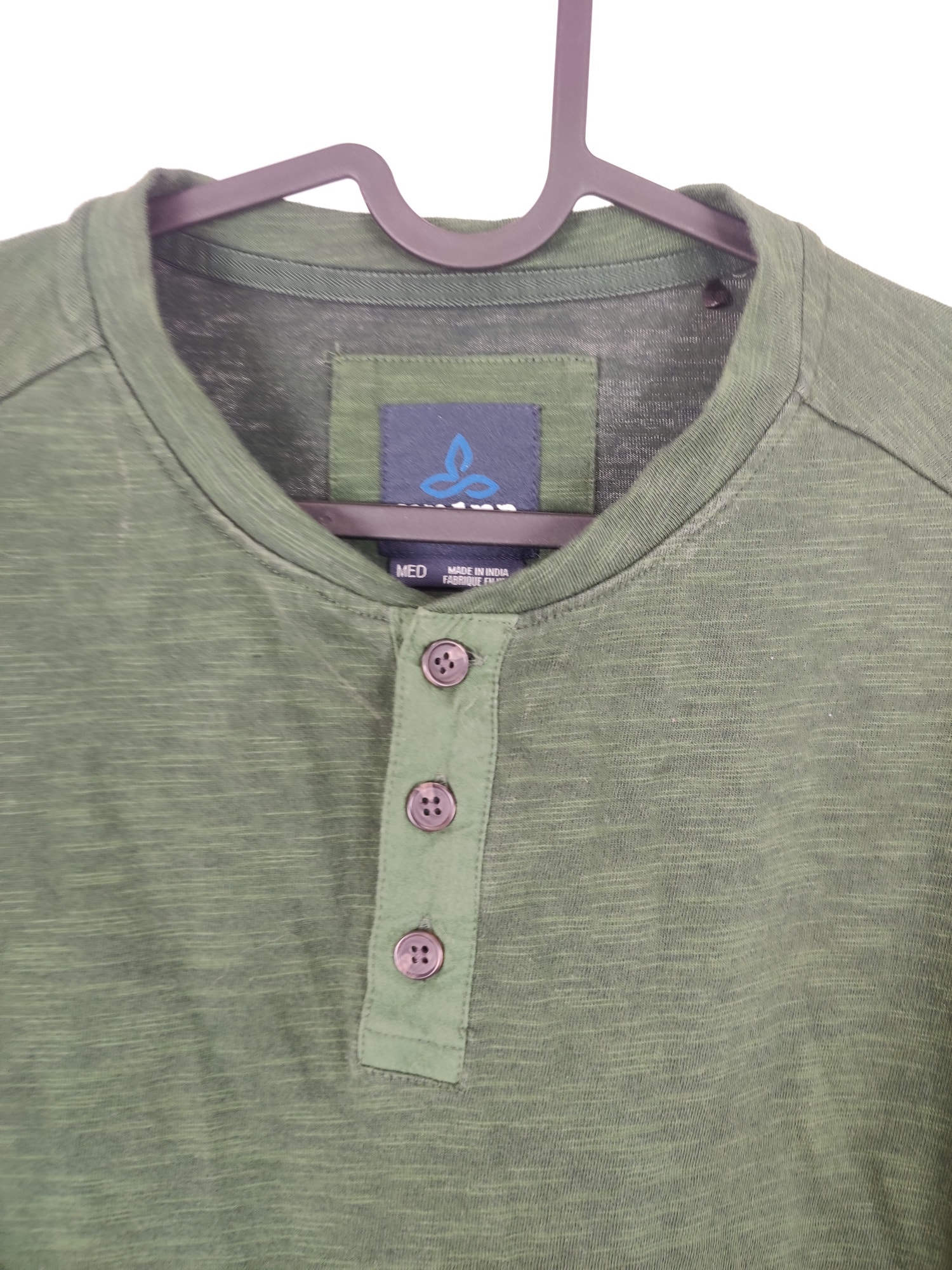 (V) prAna Men shirt LS casual sport olive green sz M  - Picture 7 of 8