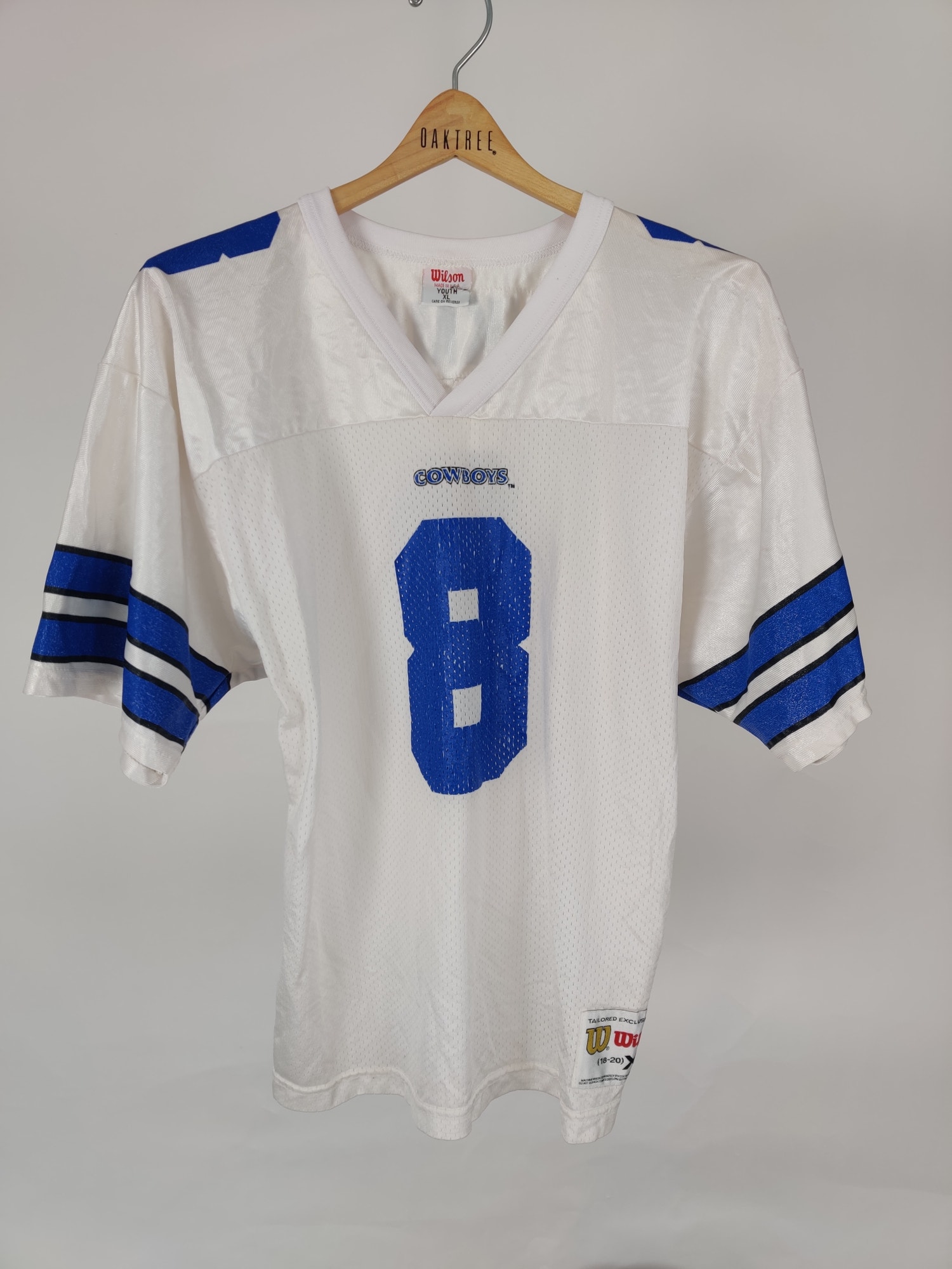 (V) Aikman #8 Vintage Wilson Youth Cowboys NFL Jersey Sz XL USA made  - Picture 2 of 10