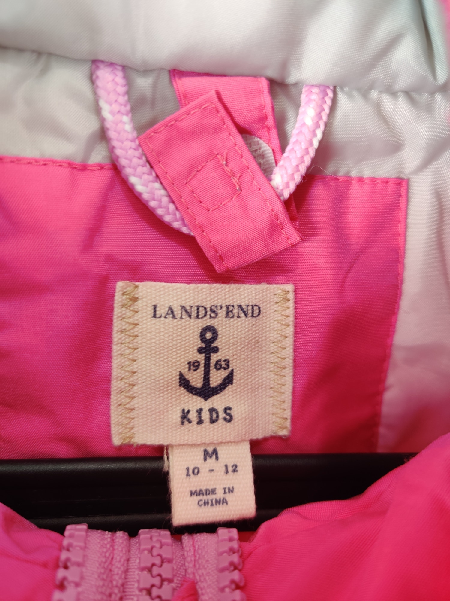 (V) Lands'End kids girls puffy jacket winter snow waterproof pink sz M  - Picture 9 of 11