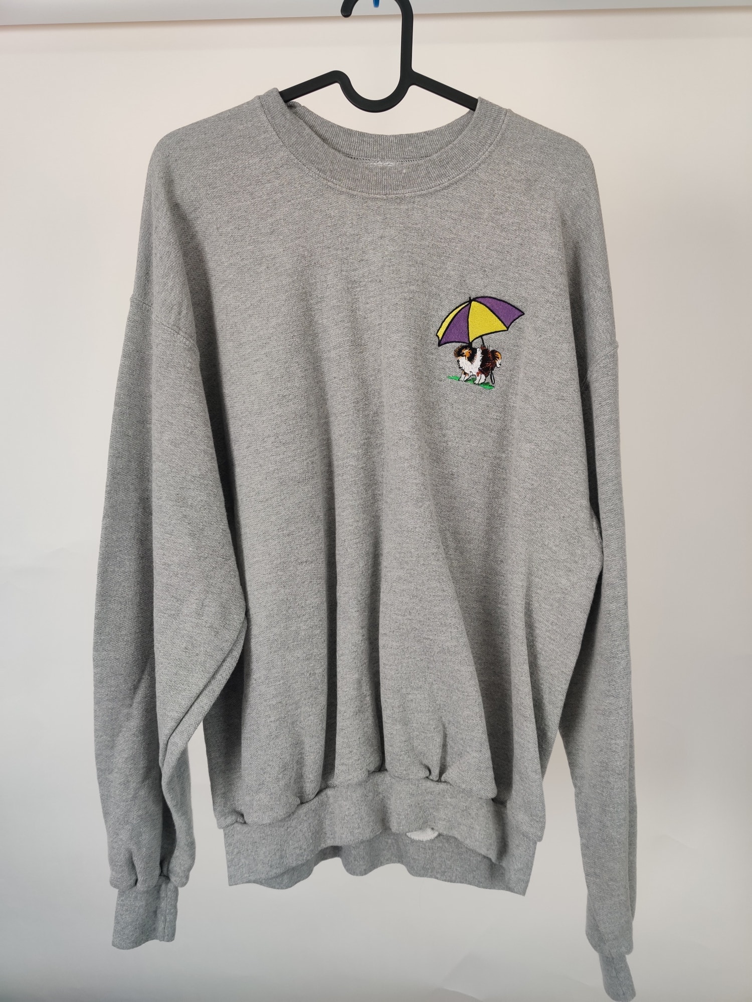 (V) SUPER RARE Jerzees Unisex sweater dog with umbrella pattern original sz L - Picture 4 of 9