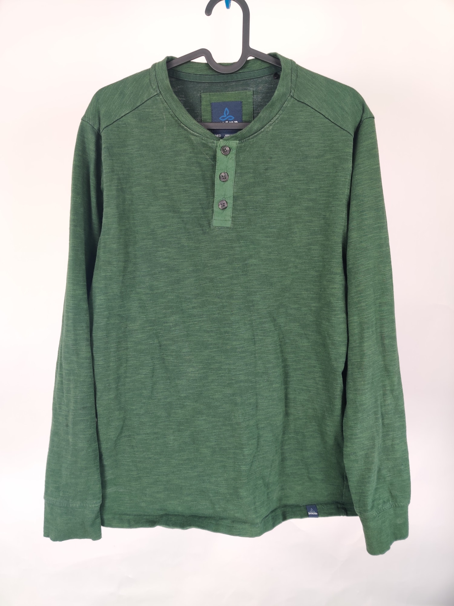 (V) prAna Men shirt LS casual sport olive green sz M  - Picture 1 of 8