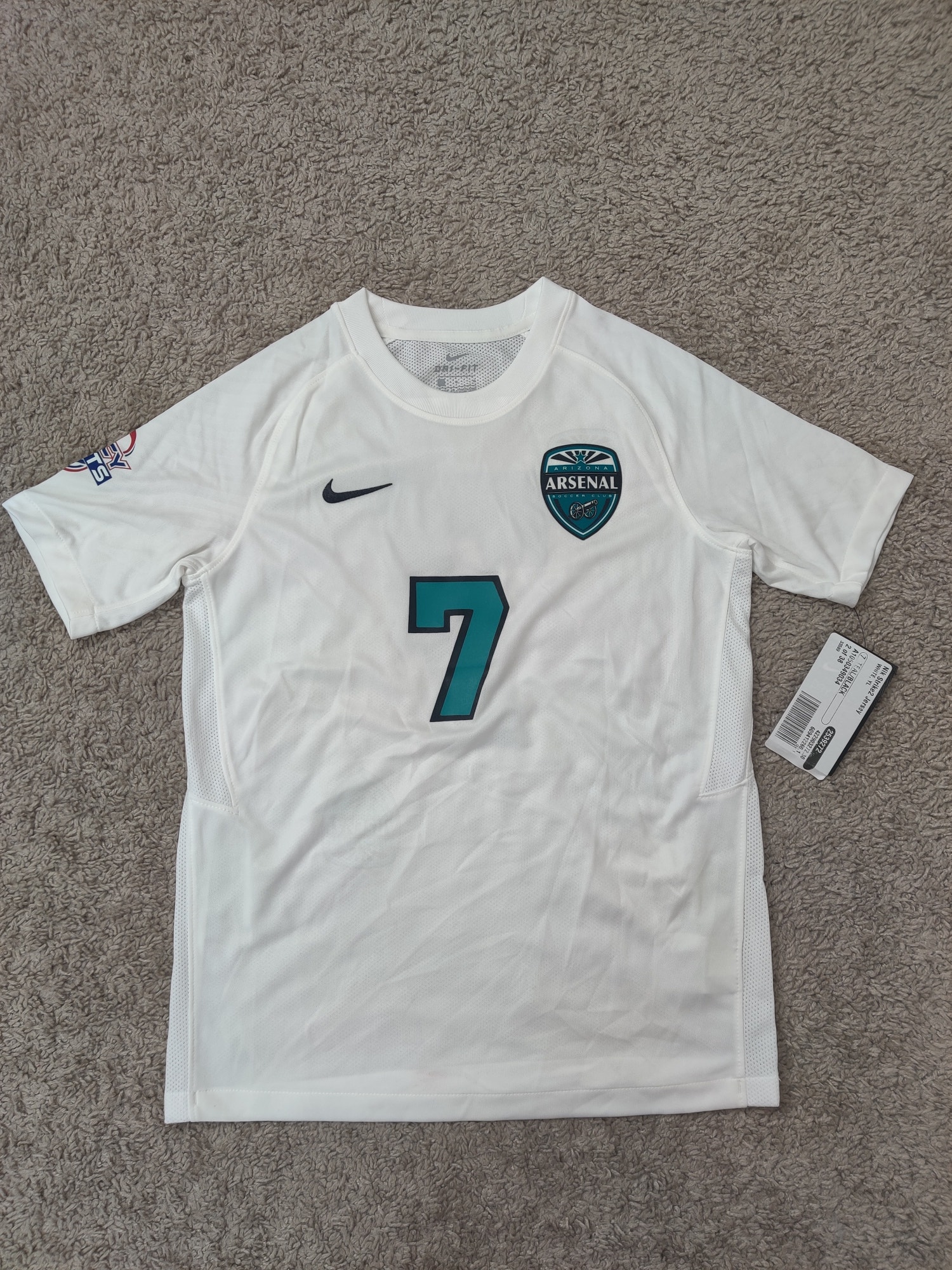 (V) NEW Nike Dri-Fit Youth Arsenal Arizona Soccer Club #7 shirt jersey sz L - Picture 2 of 12