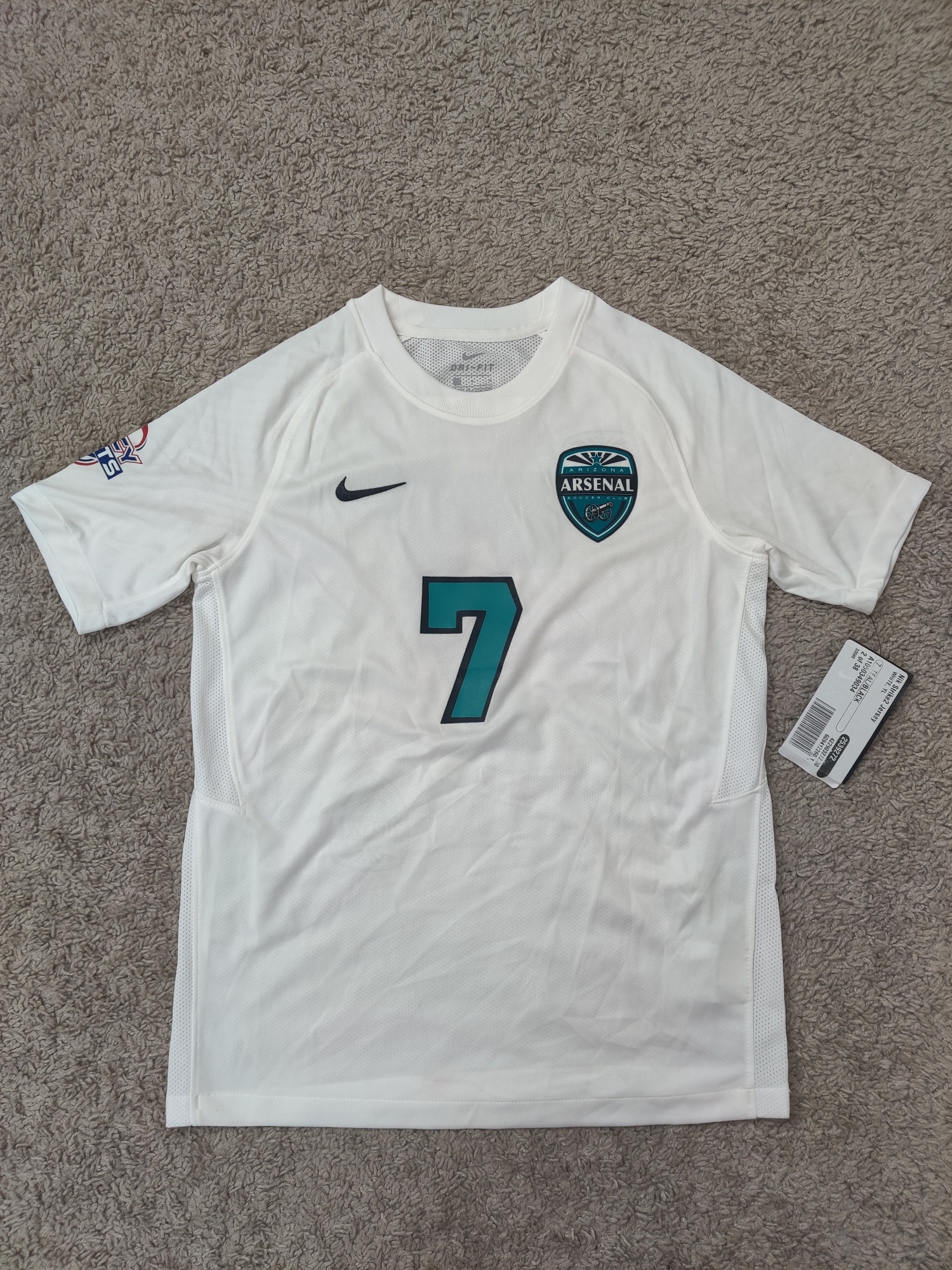 (V) NEW Nike Dri-Fit Youth Arsenal Arizona Soccer Club #7 shirt jersey sz L - Picture 3 of 12