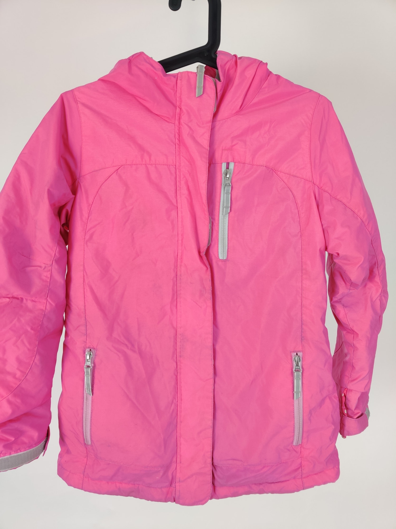 (V) Lands'End kids girls puffy jacket winter snow waterproof pink sz M  - Picture 4 of 11
