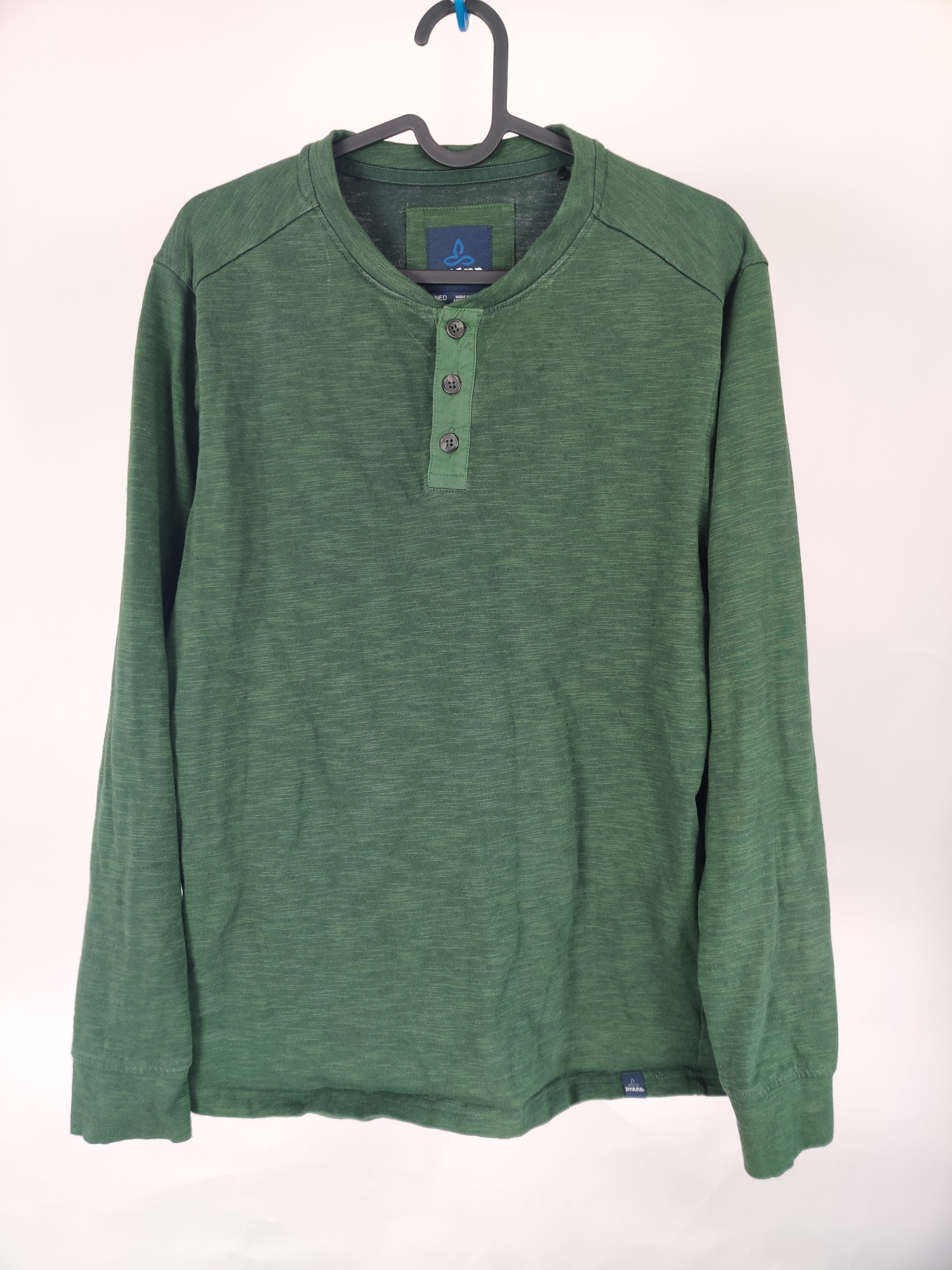 (V) prAna Men shirt LS casual sport olive green sz M  - Picture 3 of 8