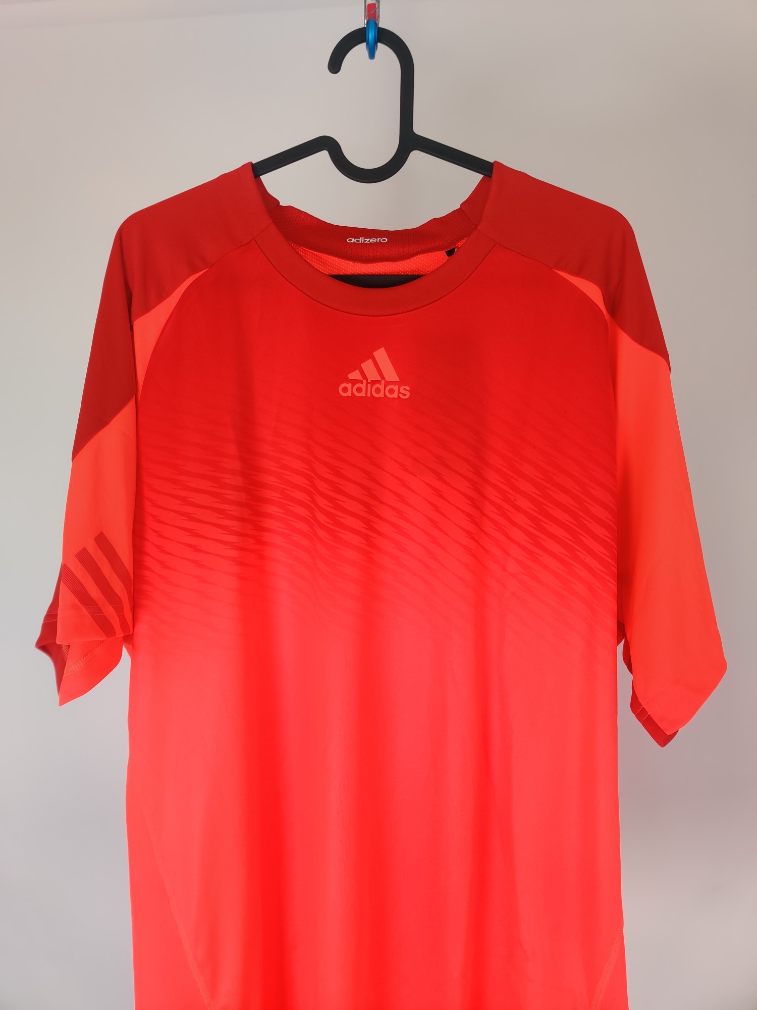 (V) adidas Adizero Mens Running T-Shirt Lightweight ORANGE Fitness Top - Picture 3 of 9