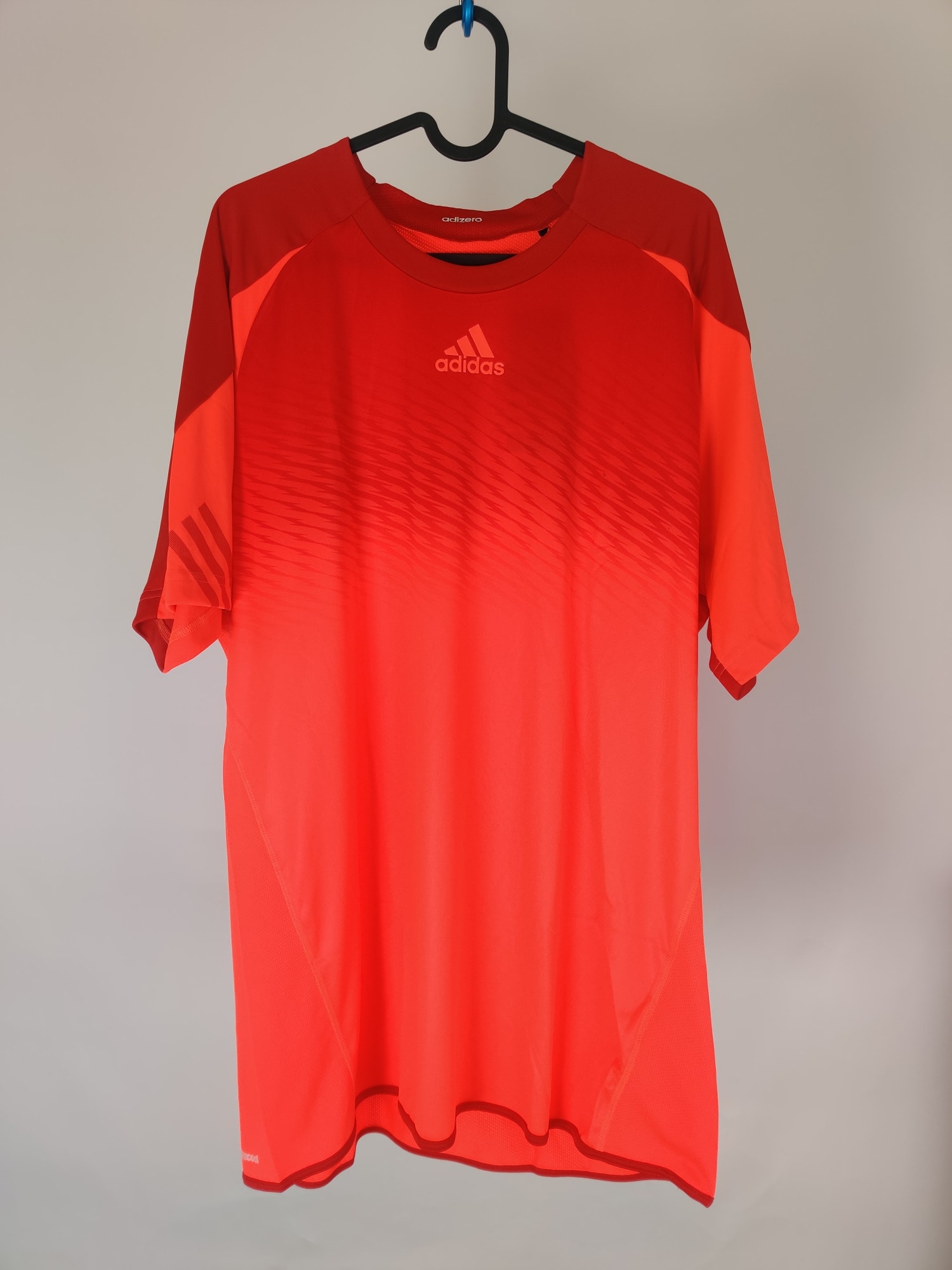 (V) adidas Adizero Mens Running T-Shirt Lightweight ORANGE Fitness Top - Picture 2 of 9