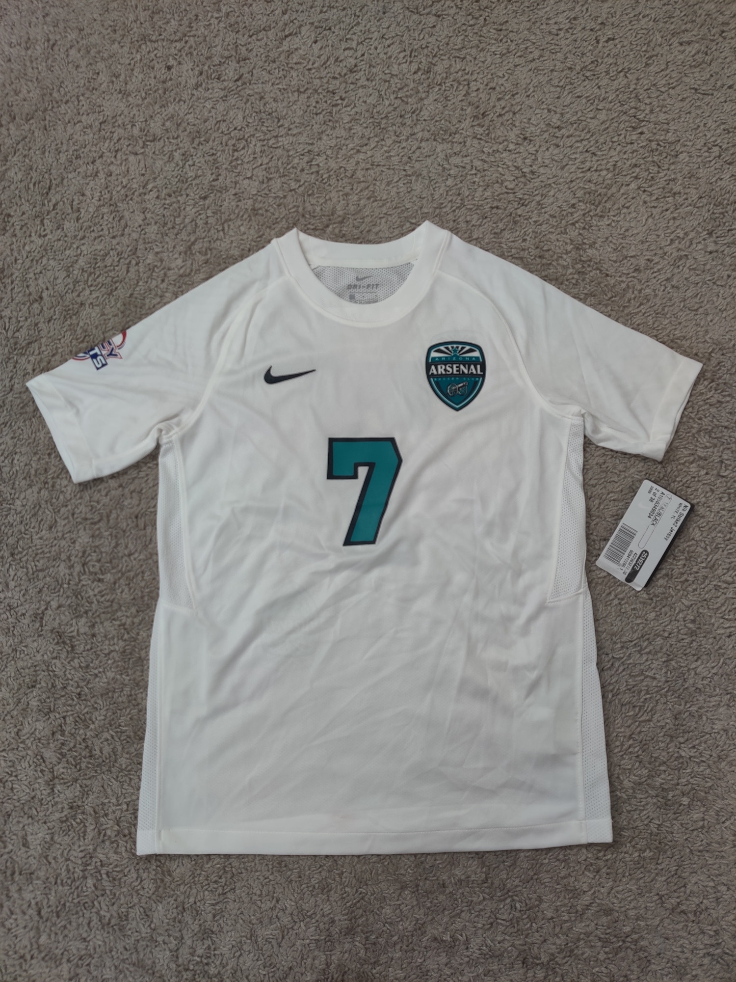 (V) NEW Nike Dri-Fit Youth Arsenal Arizona Soccer Club #7 shirt jersey sz L - Picture 1 of 12