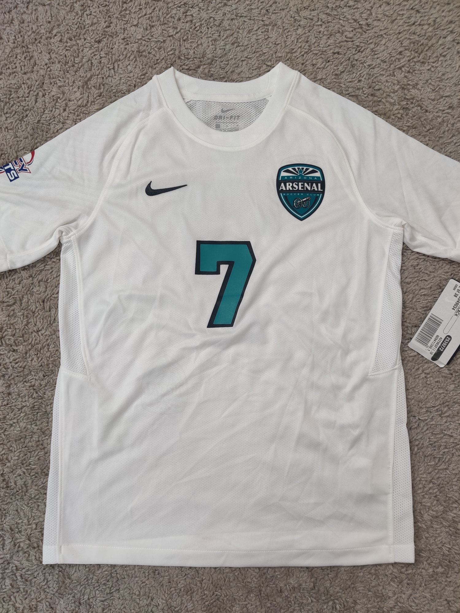 (V) NEW Nike Dri-Fit Youth Arsenal Arizona Soccer Club #7 shirt jersey sz L - Picture 4 of 12