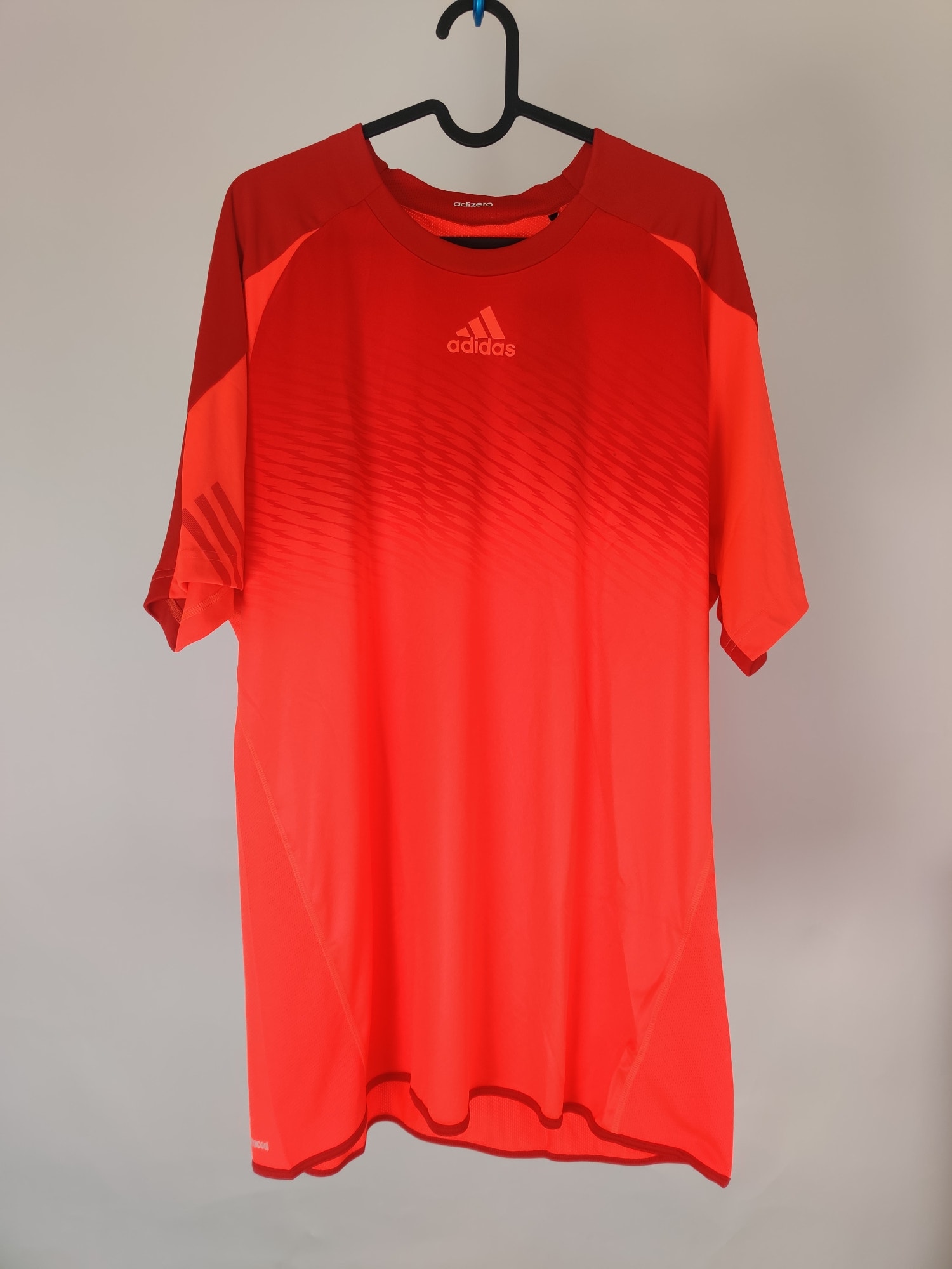(V) adidas Adizero Mens Running T-Shirt Lightweight ORANGE Fitness Top - Picture 4 of 9