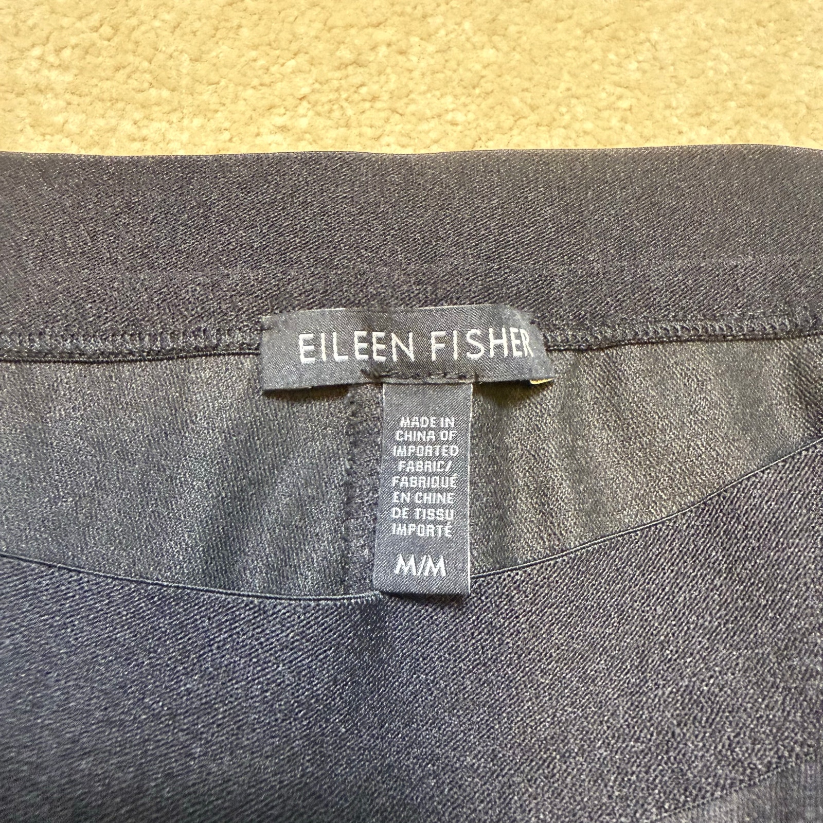 Eileen Fisher Slim Black Tapered Dress Pants Medium Pull On Organic Cotton detailed image 5