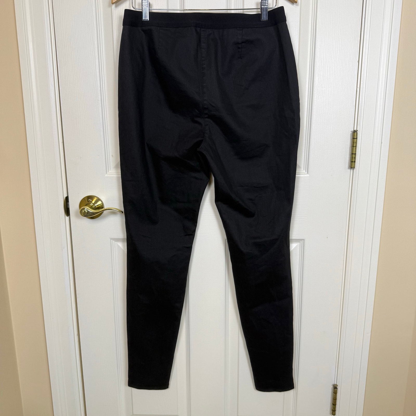 Eileen Fisher Slim Black Tapered Dress Pants Medium Pull On Organic Cotton detailed image 2