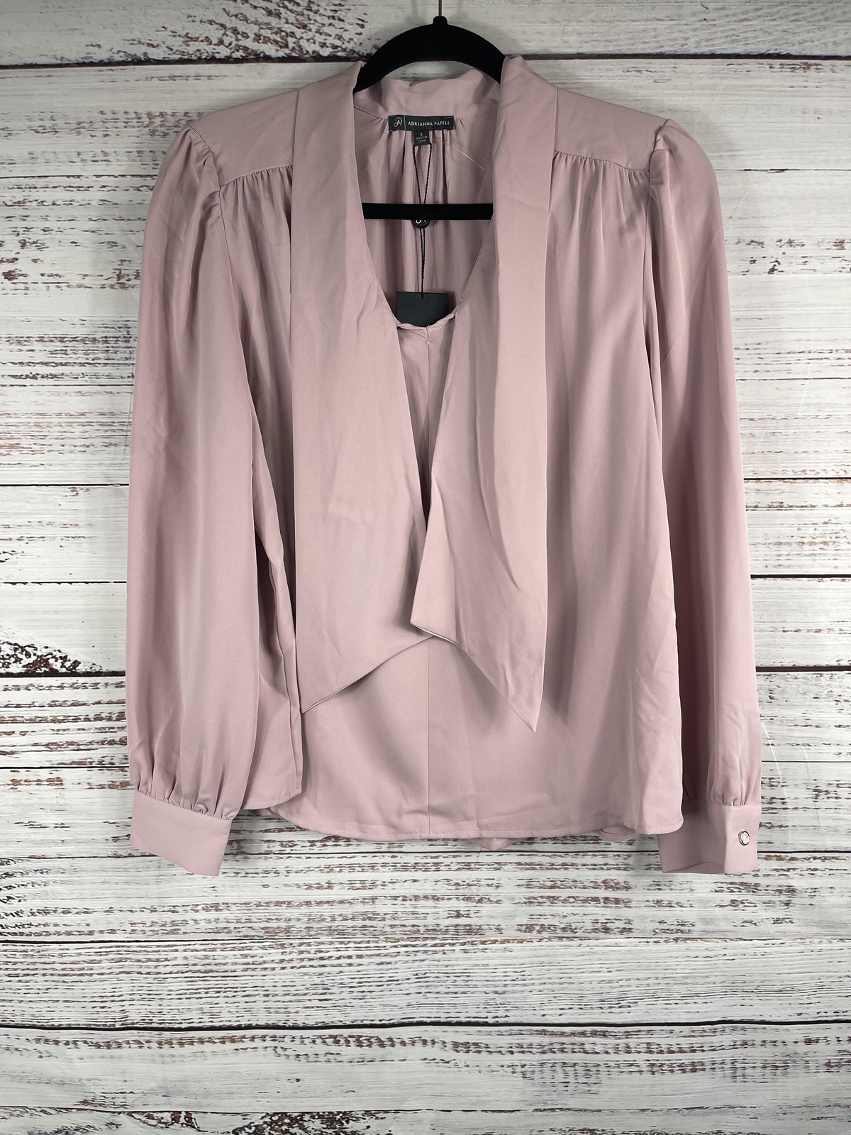 Adrianna Papell Blouse Women’s SZ S Lavender Long Sleeve Pearl Button Dressy Top