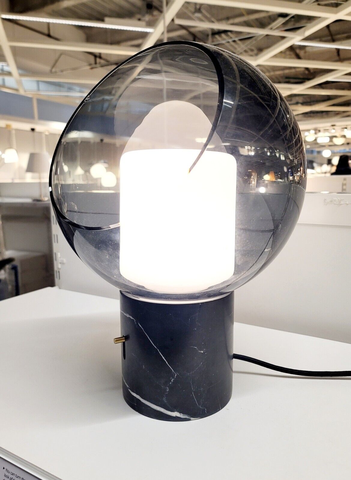 Ikea EVEDAL Table lamp marble/gray with build in dimmer eBay