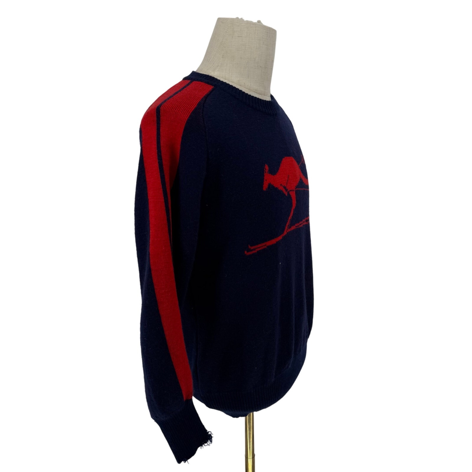 Vintage 1980s Pure Wool Sweater Kangaroo Skiing Knit Fits Men S-M or Women M-L - Picture 2 of 9