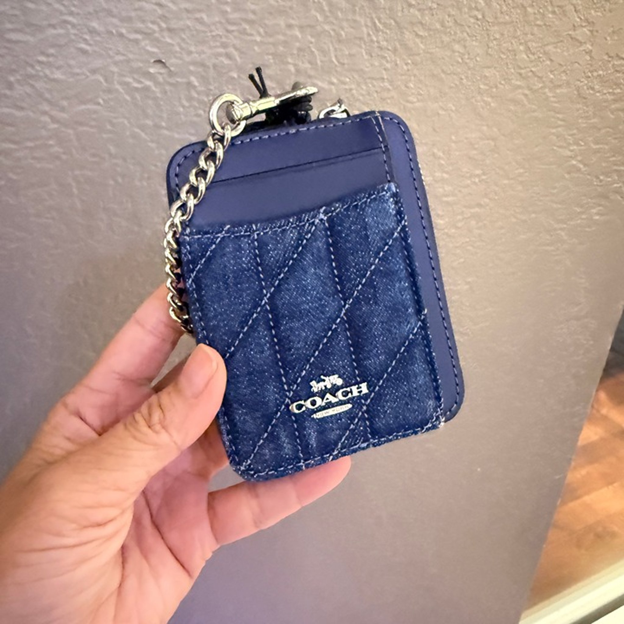 折りたたみ財布 COACH Pouch Wristlet  CAP97 Coach CAP97 Pouch Wristlet IN denim/Silver/Indigo | eBay