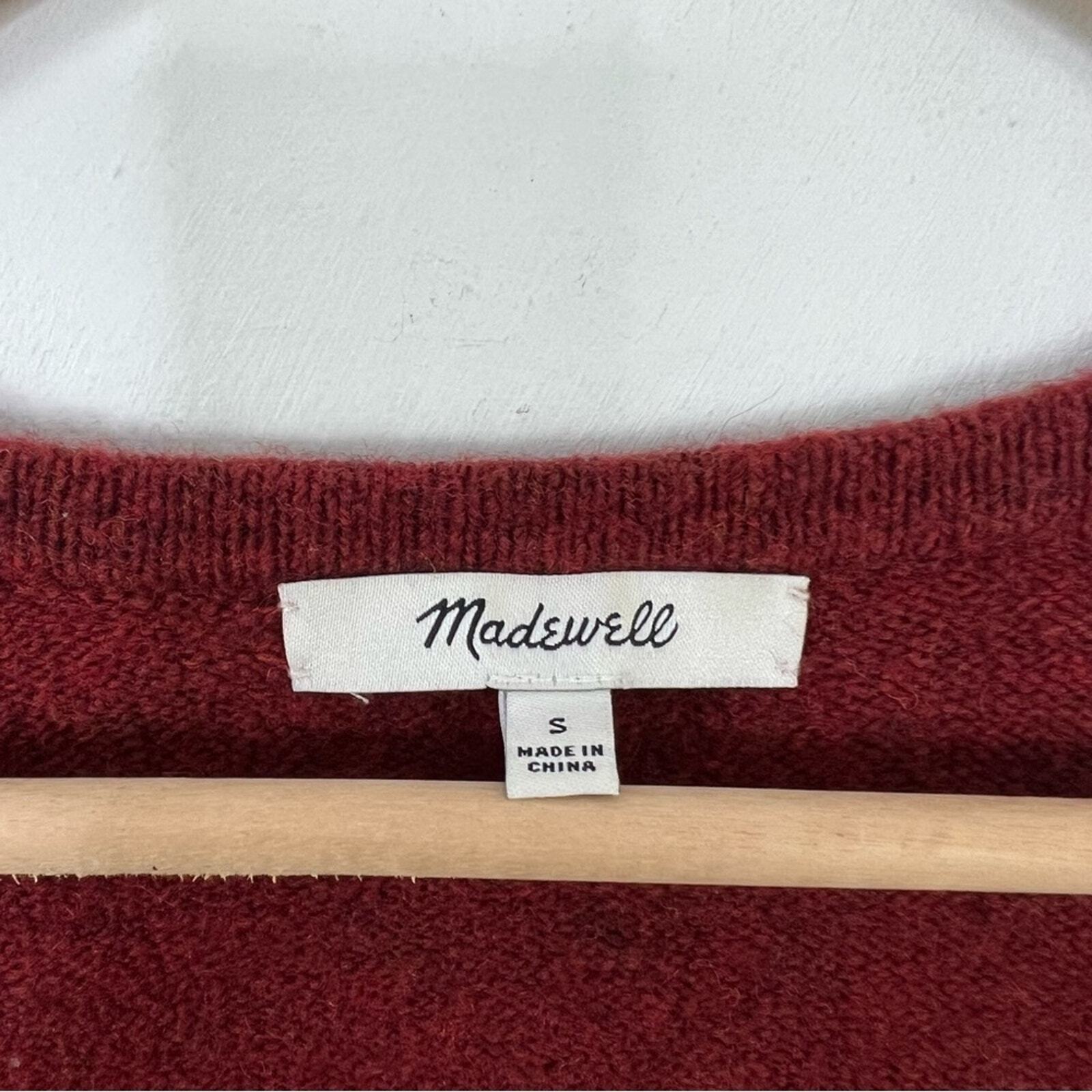 Madewell Cozy Walker Kent Alpaca Blend Red Boyfriend Open Cardigan Size S