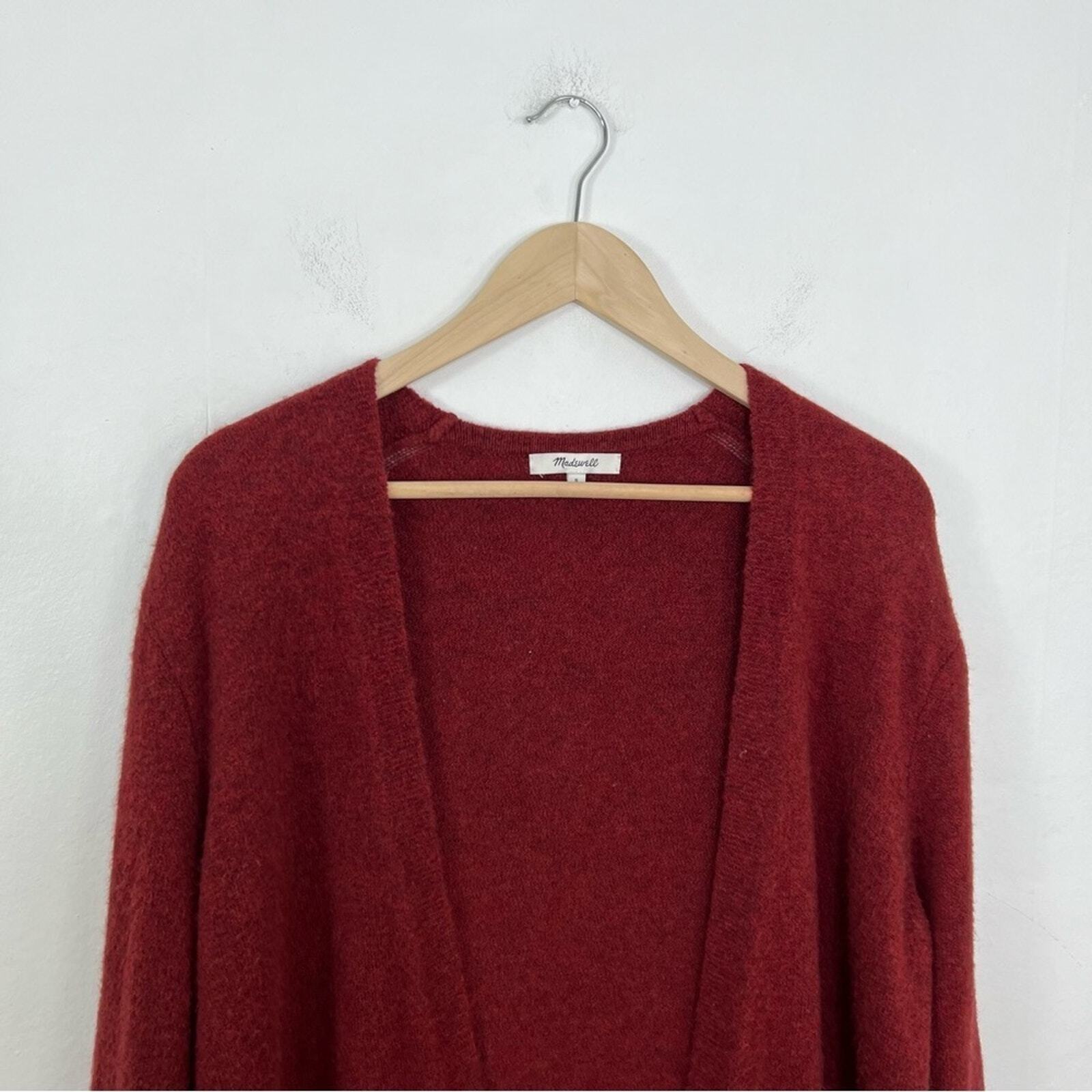 Madewell Cozy Walker Kent Alpaca Blend Red Boyfriend Open Cardigan Size S