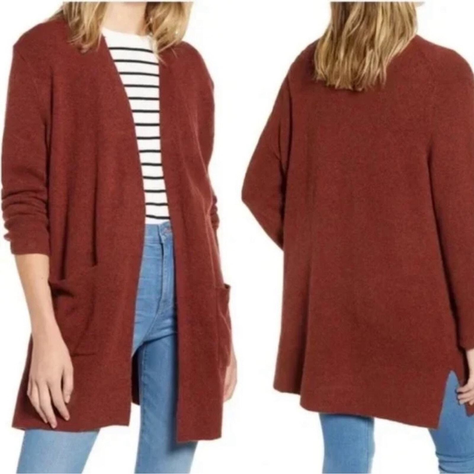 Madewell Cozy Walker Kent Alpaca Blend Red Boyfriend Open Cardigan Size S