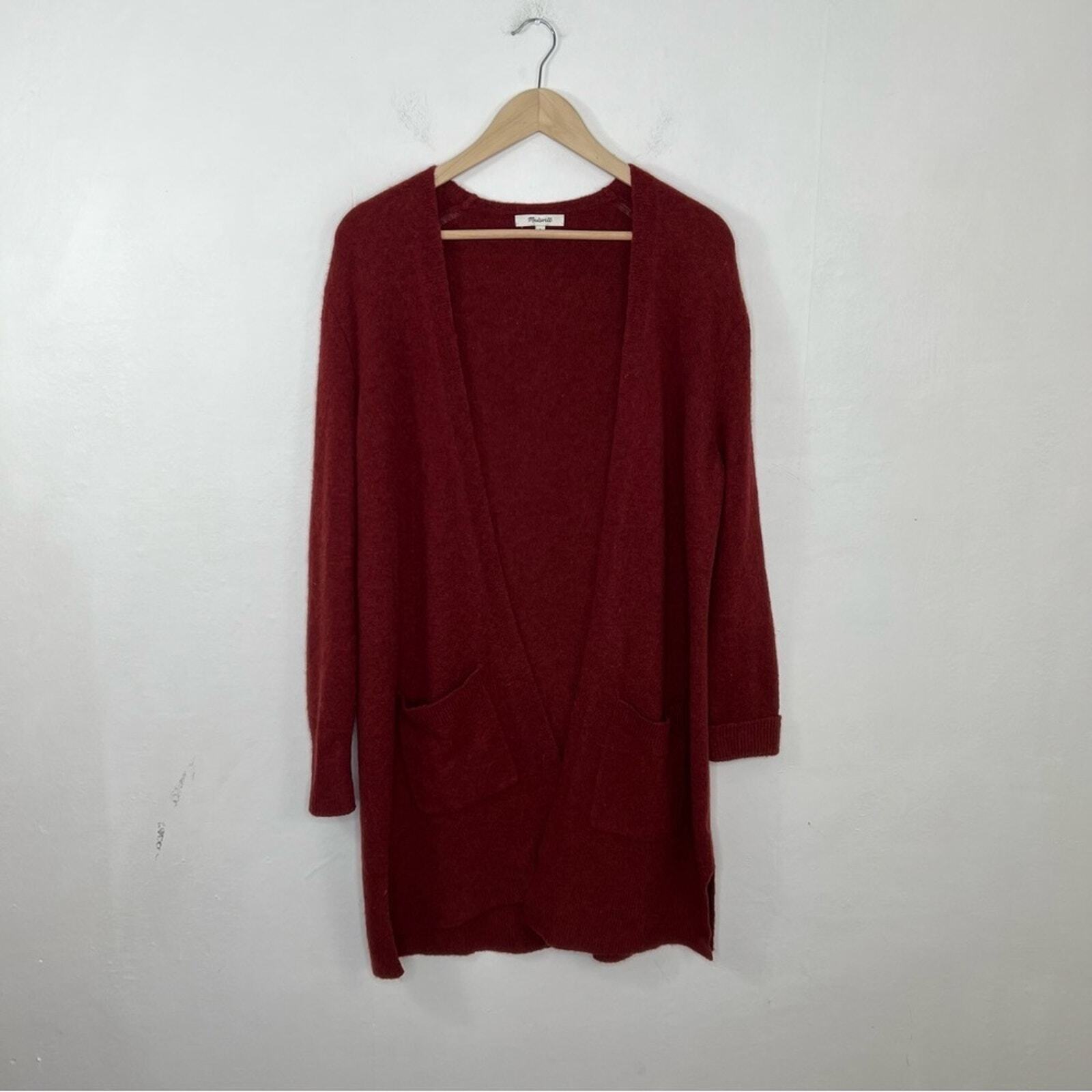 Madewell Cozy Walker Kent Alpaca Blend Red Boyfriend Open Cardigan Size S