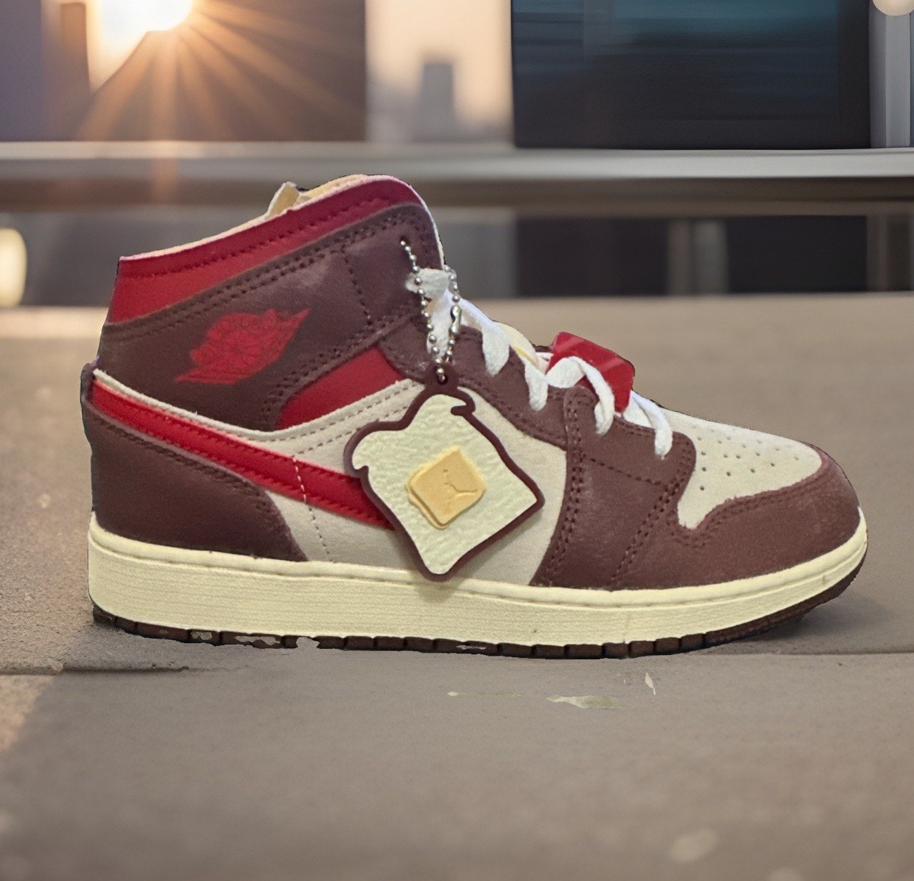 New Kids Size 3.5Y Air Jordan 1 Mid SE Bread Butter and Sole HF3196-100
