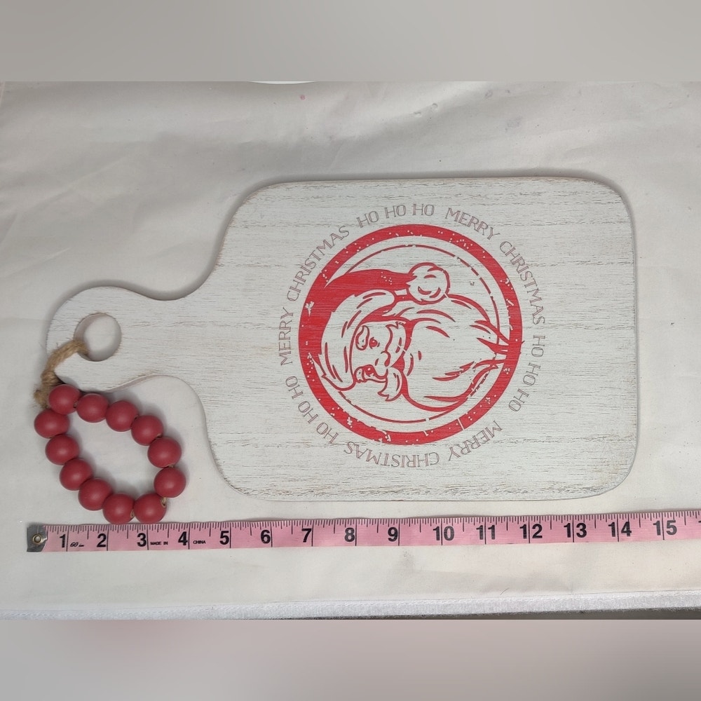 Santa Claus Whitewash Wooden Christmas Cutting Board Hanging Decor eBay