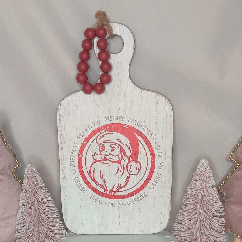 Santa Claus Whitewash Wooden Christmas Cutting Board Hanging Decor eBay