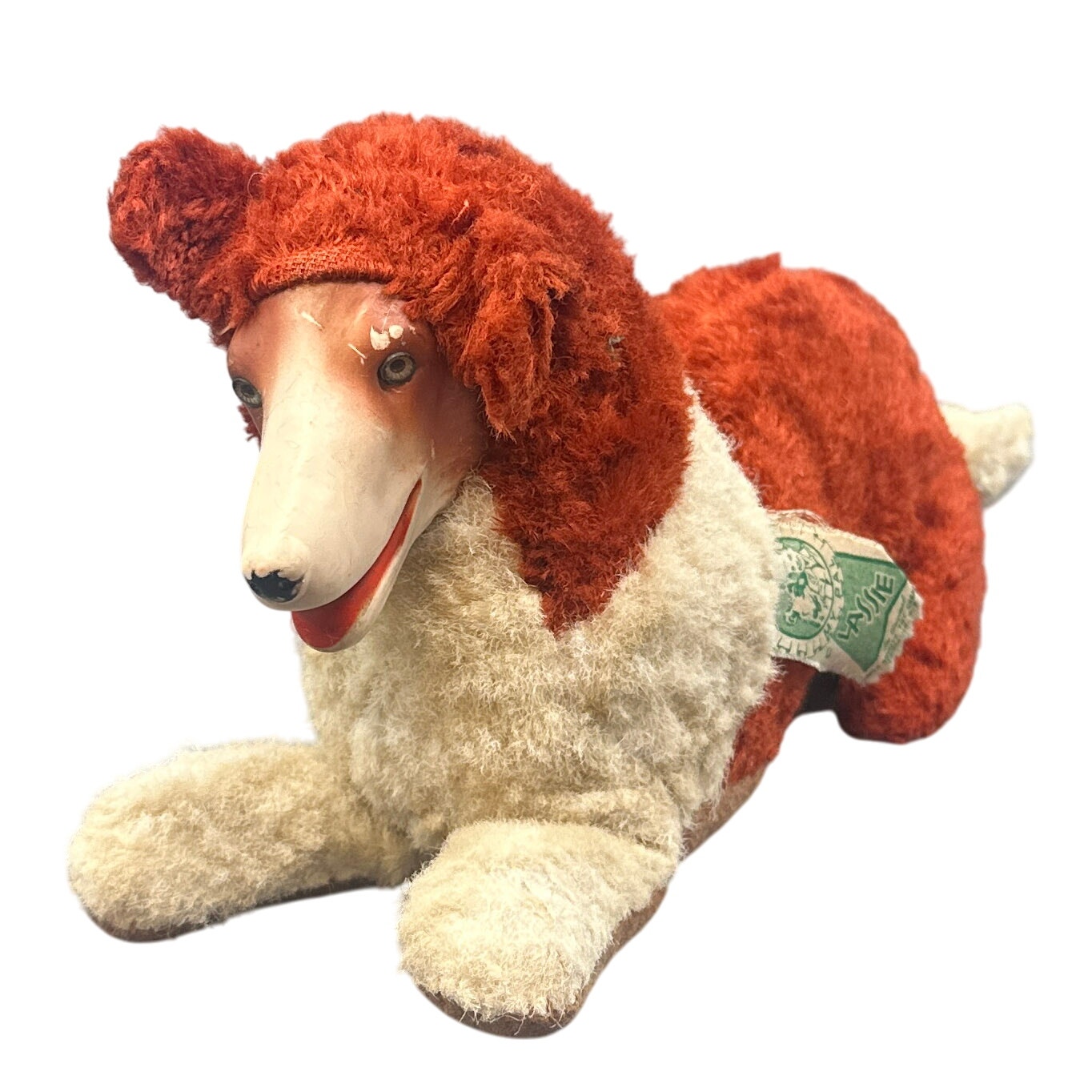 VTG My Pal Lassie Plush Dog Smile Novelty 8.5″ Mohair Rust White TV Collectible