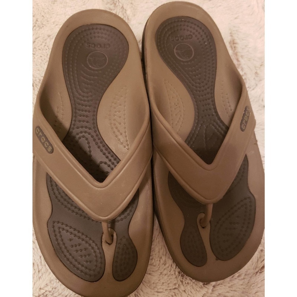 CROCS MODI SPORT BROWN FLIP FLOPS MENS 8 WOMENS 10 | eBay