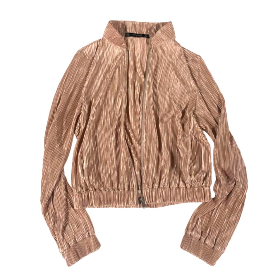 Giacca Bomber Zara Rosa Plissettata XS Tuta Felpa Y2K Tempo Libero Slouchy - Foto 3 di 6