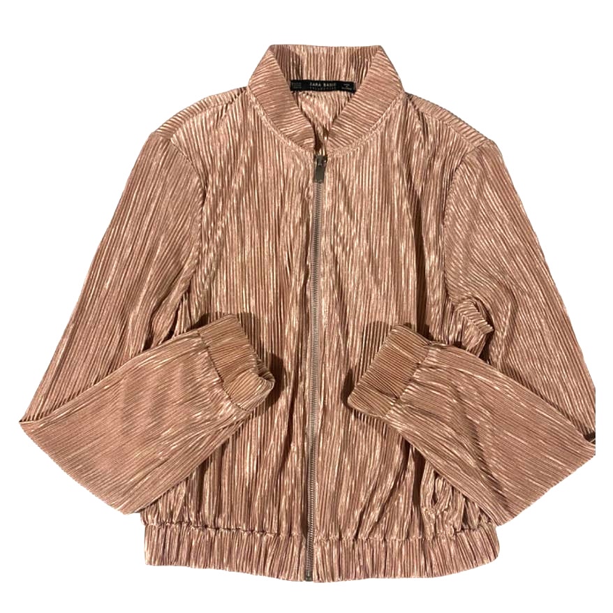Giacca Bomber Zara Rosa Plissettata XS Tuta Felpa Y2K Tempo Libero Slouchy - Foto 6 di 6