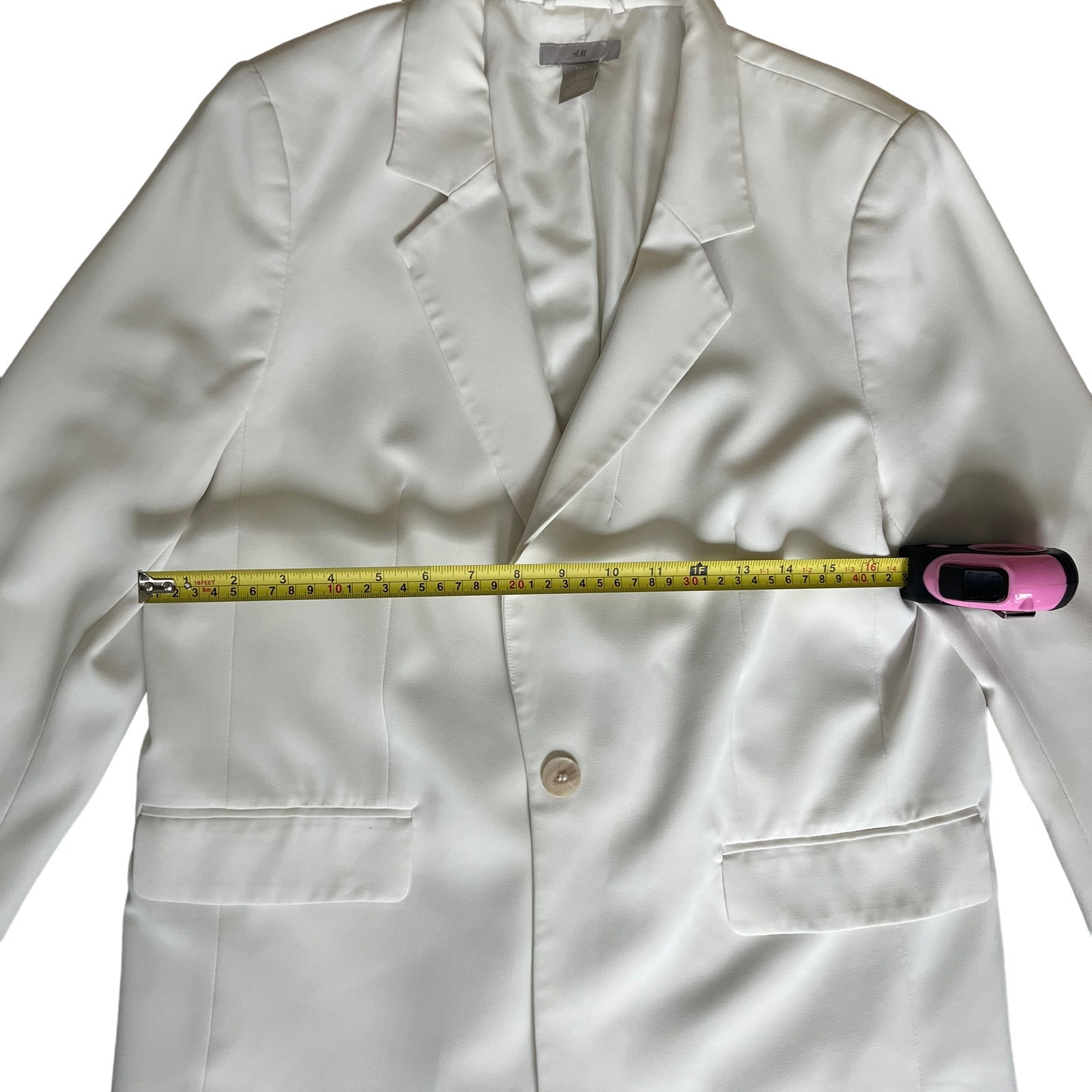 H&M einreihiger gekerbter Revers klassischer weißer Blazer Damen Größe Medium - Bild 9 von 12