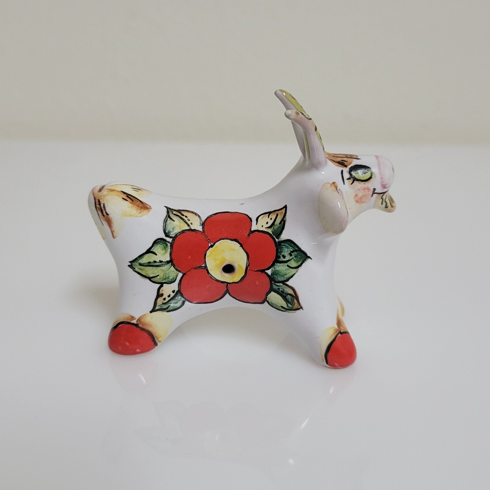 RARE VINTAGE RUSSIAN CERAMIC CLAY PORCELAIN GOAT WHISTLE FIGURINE MADE IN RUSSIA