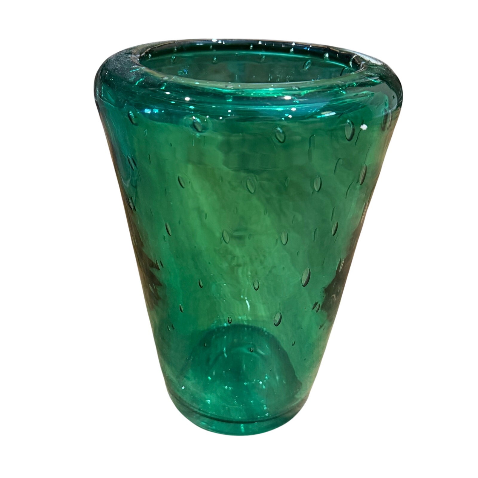 VTG 1950’s Carl Erickson Control Bubble Bullicante Vase American Art Glass Green
