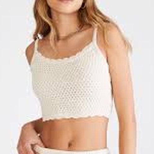 Aéropostale Women's Crocheted Scoop-Neck Cropped Tank Sz M
