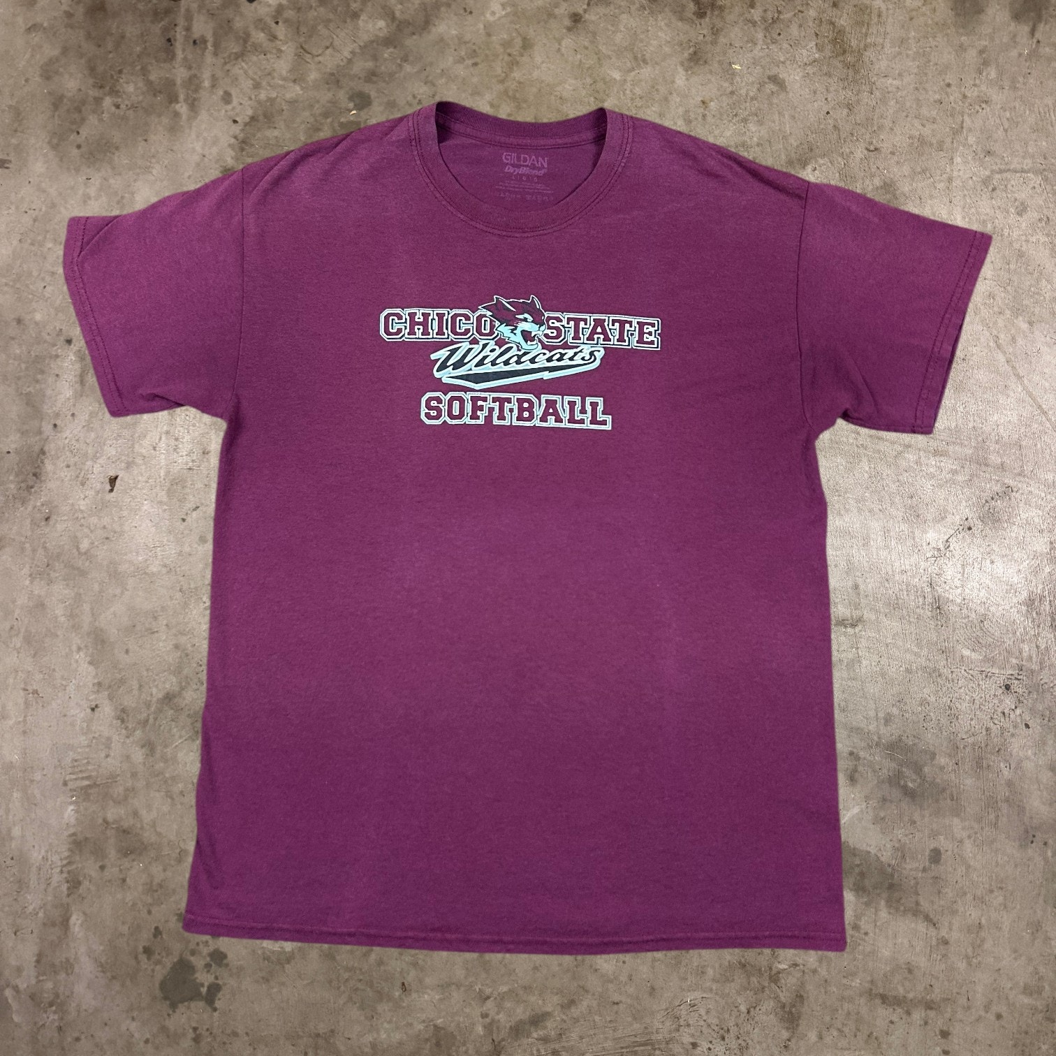 Chico State Wildcats Softball Graphic T-Shirt Short Sleeve Tee Red Mens Size L