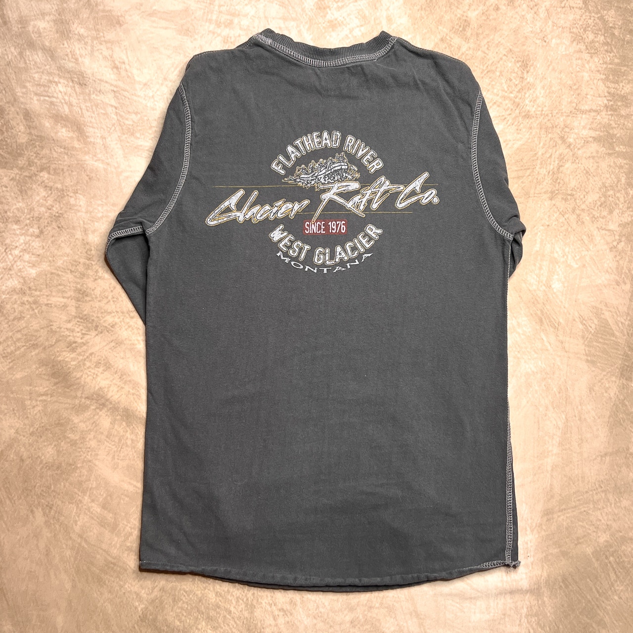 Vintage 90s Flat Head Lake Glacier Raft Montana Long Sleeve Shirt Skater Indie