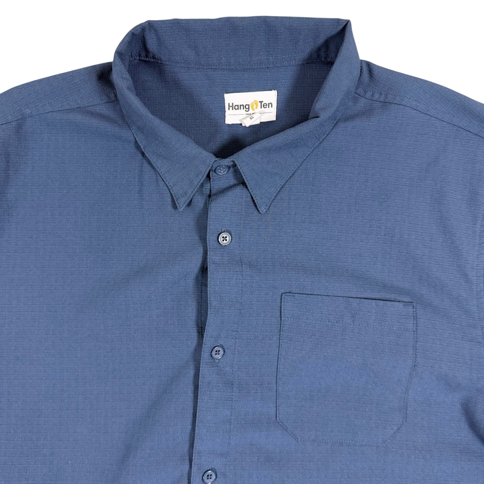 Hang Ten Camp Shirt Mens XL Blue Short Sleeve Button Up Casual Beach Shirt