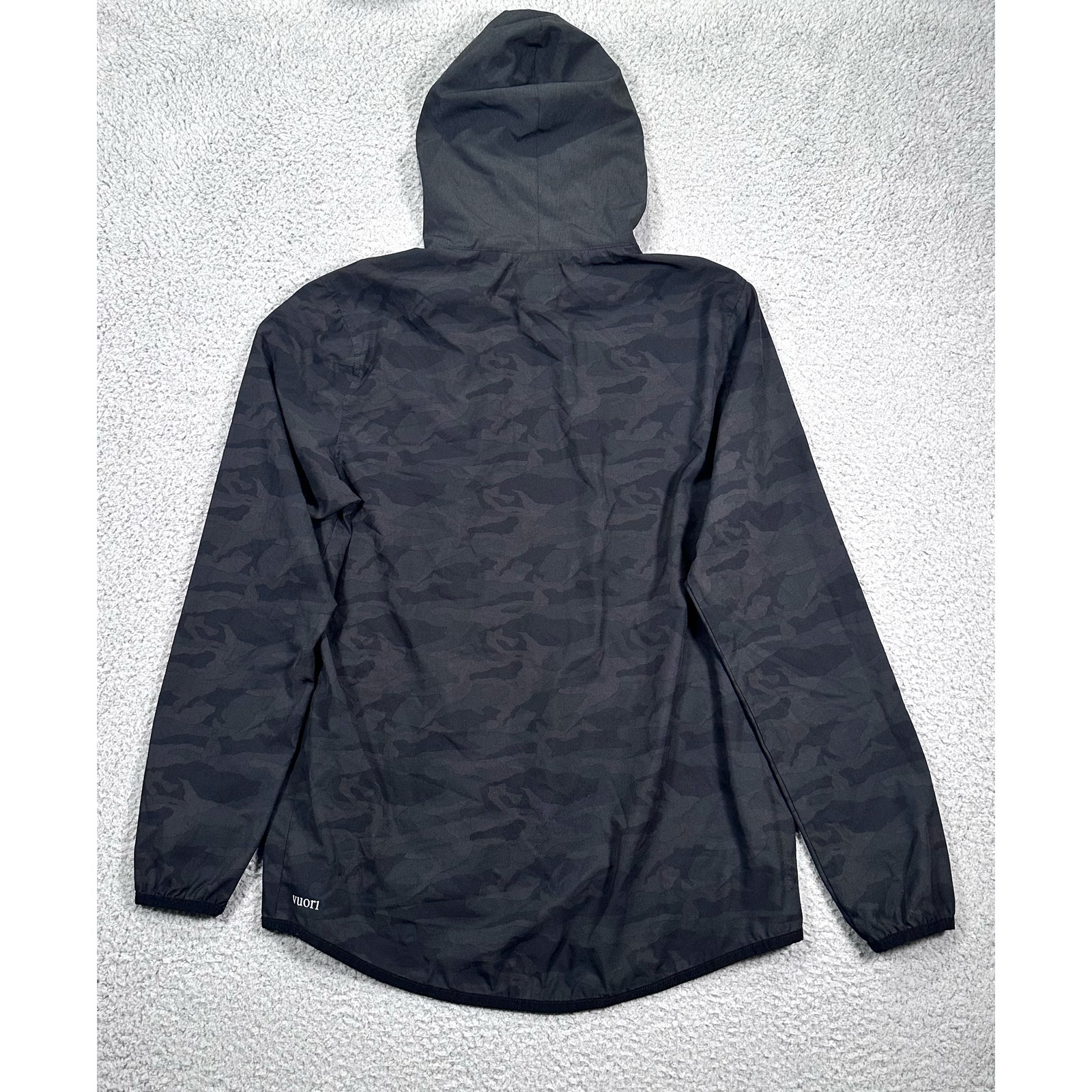 Vuori Outdoor Trainer Shell Jacket Men’s Large Black Camo Full Zip Hooded Hiking - Picture 3 of 8
