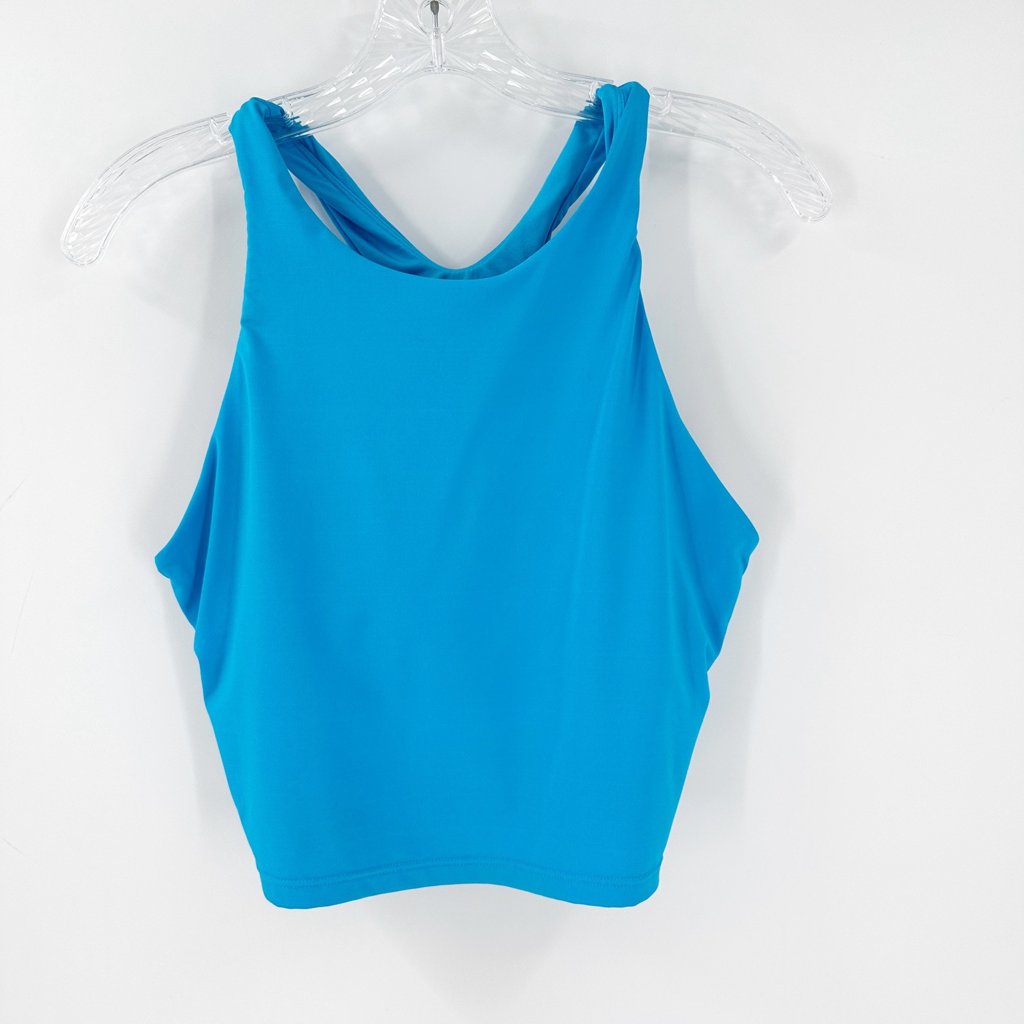 Athleta Blue Mock Neck Cropped Workout Top with Built in Bra eBay