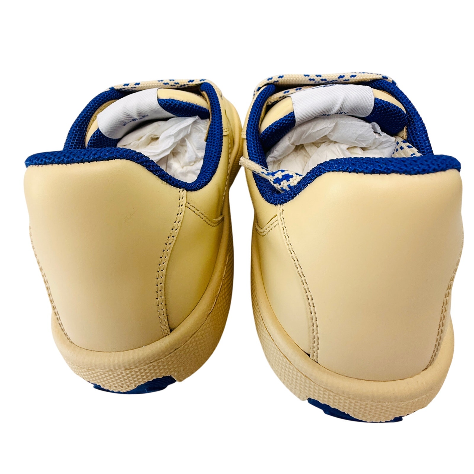 Burberry Arthur Low Sneakers Cream Blue Chunky Sole Women Size 6 NEW Box Auth - Afbeelding 4 van 10