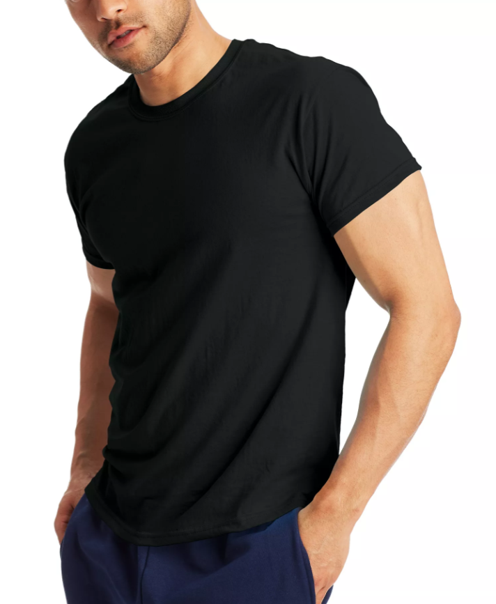 Hanes Men’s Medium 2-Pack X-Temp Black Short Sleeve Crew Neck T-Shirt OS1-9
