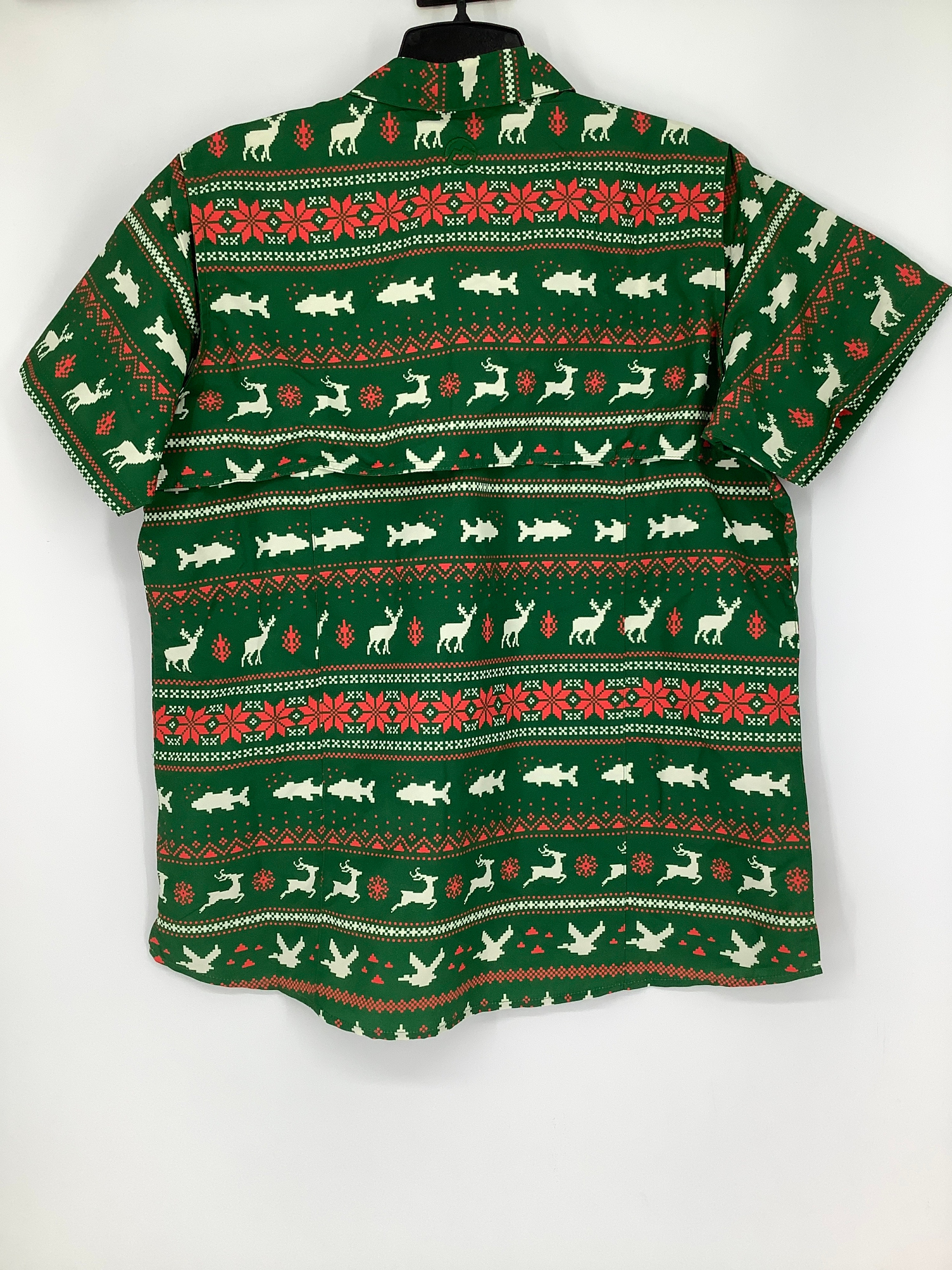 Magellan Outdoors Mens L Green Laguna Madre Holiday Fishing Shirt Relaxed G25-14